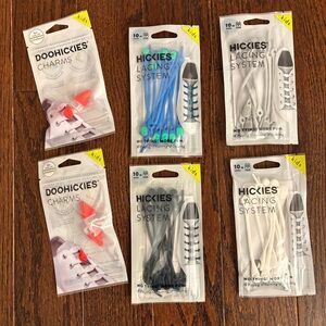 4 sets Hickies Kids no-tie shoelaces + 2 sets Doohickies charms